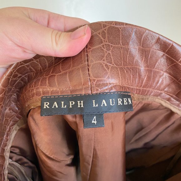 Ralph Lauren Vintage Black Label Croc Embossed Leather Skirt Union Made - Picture 6 of 10